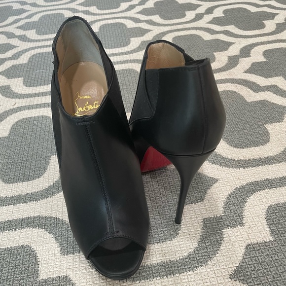 Christian Louboutin Shoes - Black Bootstagram Red Sole Peep-Toe Bootie.